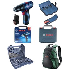 Bosch Professional Gsb 120-LI 2X2AH Akülü Darbeli Delme/vidalama + 23 Parça Set + V-Line 103 Parça Karışık Aksesuar Seti + Sırt Çantası