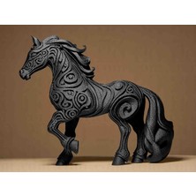 Modern Dekoratif At Figürü – Siyah Spiral Desenli Şık Ev & Ofis Aksesuarı