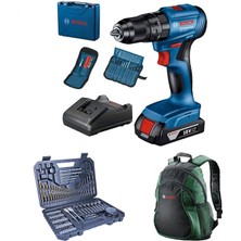 Bosch Professional Gsb 185-LI Tek Akülü 2.0 Ah Kömürsüz Motor Darbeli Vidalama -  23 +103 Parça Aksesuar Seti + Sırt Çantası