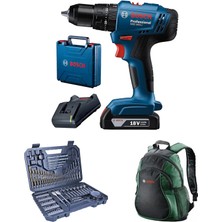 Bosch Professional Gsb 183 Tek Akülü 2 Ah Darbeli Matkap Şarjlı + V-Line 103 Parça Karışık Aksesuar Seti+ Bosch Sırt Çantası