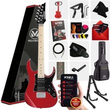 Maxword DE-150RD-ST Maple Klavye HH Manyetik Elektro Gitar Seti
