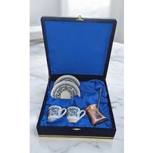 Nihal Kadife Kutulu Bakır Cezveli Ikili Porselen Fincan Takımı