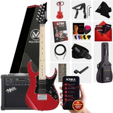 Maxword DE-150RD-25AMP Maple Klavye HH 25 W Amfili Elektro Gitar Seti