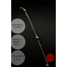 Sevgili Takı Gold Renk Toplu Zincir Halhal | Çelik Halhal | 1+ Serisi