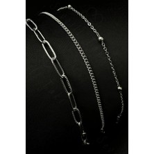 Sevgili Takı Üç Zincirli Çelik Bileklik | Çelik Zincir Bileklik | Kararma Yapmaz | St Serisi