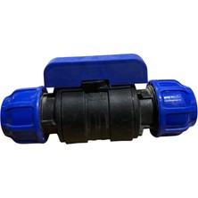 Veka 32 mm Kaplinli Küresel Vana | Pe Boru Uyumlu Plastik Su Vanası | Mavi Kollu | 32’lik