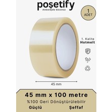 Poşetify 45 mm x 100 Metre Koli Bandı | 1 Adet | Güçlü Yapışkanlı Şeffaf Paketleme Bandı