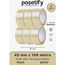 45MM x 100 Metre Koli Bandı | 6 Adet | Güçlü Yapışkanlı Şeffaf Paketleme Bandı