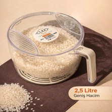 Culiq Çok Amaçlı Süzgeçli Meyve Sebze ve Pirinç Yıkama Kabı Kırılmaz 2.5 Lt.