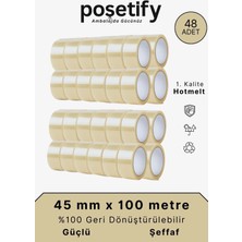 45MM x 100 Metre Koli Bandı | 48 Adet | Güçlü Yapışkanlı Şeffaf Paketleme Bandı