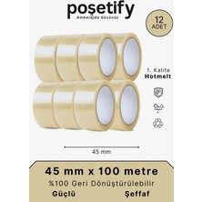 45MM x 100 Metre Koli Bandı | 12 Adet |Güçlü Yapışkanlı Şeffaf Paketleme Bandı