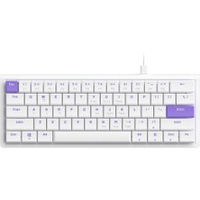 CoverZone 60% Mekanik Klavye 61 Tuş Düşük Profil Kablolu Kompakt Gaming ve Ofis Klavyesi Kırmızı Linear Switch 22 Tuş Anti Ghosting Abs Keycaps Ajazz (NKL61 Beyaz Mor | Red Switch)