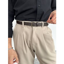 Gambocci Erkek Ince Suni Deri Old Money Kumaş Pantolon Kemer