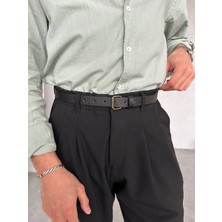 Gambocci Erkek Ince Suni Deri Old Money Kumaş Pantolon Kemer