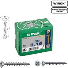 Spax Evrensel Vida 3 x 16MM 1.000 Adet Tam Dişli Havşa Başlı Yıldız Z1 Spax-S Versiyon Wırox Kaplama