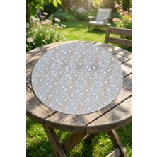 Rona Home Yuvarlak Dantel Desenli Şeffaf Kaplamalı Masa Örtüsü Çeyizlik Lüks Dekoratif Orta Sehpa Örtüsü