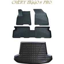 Black Gold Chery Tiggo 8 Pro 3D Oto Paspas + Bagaj Havuzu Set 2021-2024 Tam Uyumlu Havuzlu Tpe