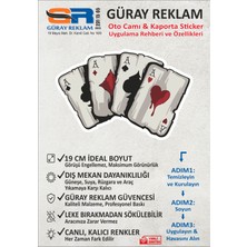 Güray Reklam Iskambil Kağıtları Dört As Temalı Oto Cam ve Kaporta Sticker (19 Cm)