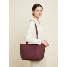 Sevmine Bordo Kadın Omuz Çantası | Geniş Iç Hacimli, Çok Gözlü, Şık ve Dayanıklı Tote Çanta (42X28X20 Cm)