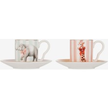 Yvonne Ellen Animals Pembe Porselen Kahve Fincan Seti 90 ml