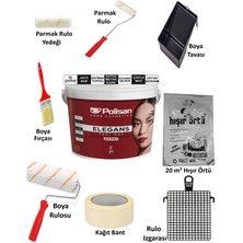 Polisan Elegans Extra 17,5 Kg/ 12,5 Litre Boyacı Seti 9 Parça Set Iç Cephe Duvar Boyası Karteladaki Her Renk