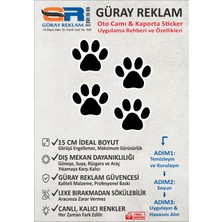 Güray Reklam Pati Izi Tasarımlı 4'lü Set Oto Cam ve Kaporta Sticker (15 Cm)