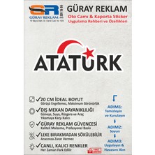 Güray Reklam Ay Yıldız Detaylı Atatürk Yazılı Oto Cam ve Kaporta Sticker (20 Cm)