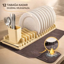 Culiq Tabak Tutucu & Kurutma Matı Seti – 12 Tabak Kapasiteli – Çatal Kaşık Bölmeli