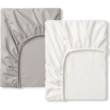 Özgürce Yumuşak Pamuklu Çocuk Lastikli Çarşaf Takımı 120X200, Beyaz ve Gri (2'li)