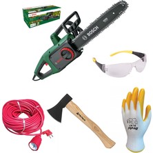 Bosch Universalchain 35 Zincirli Ağaç Kesme Makinesi - El Baltası 600G + Eldiven Pn7 + Gözlük + 10 mt Uzatma Kablosu