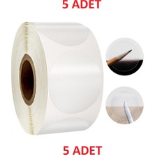 Btcrea 2CMX2CM Şeffaf Pp Yuvarlak Ağız Kapama Etiketi 1000'LI Rulo x 5 Adet