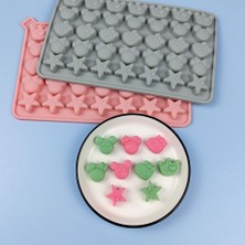 Siliko World Silikon Epoksi Şekerleme Mickey Mouse Jelibon Kalıbı Kalp Yıldız Taç Haribo Kalıbı