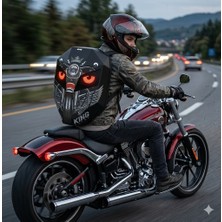 Missidea Road King LED Işıklı Sırt Çantası Motorcu Çantası Büyük Boy