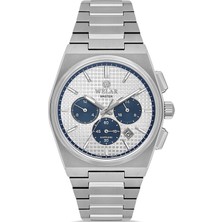 Welar WEL2516M-5 Erkek Kol Saati Kronograf, Takvimli, Safir Cam, Beyaz Kadran, 5 Atm Su Geçirmez