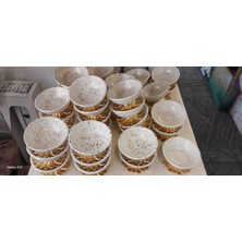 Hasgül Bej Sarı Desenli Metal Ayak Lokumluk 6 Adet