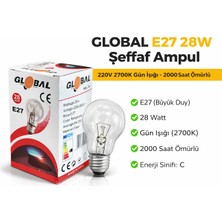 Global 28W E27 Duy 2700K ( Günışığı ) Halojen Ampül 5'li