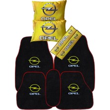 Tusba Market Opel Uyumlu 5'li Oto Halı Paspas & Dijital Baskılı Sarı Araç Boyun Yastığı & Emniyet Kemer Pedi