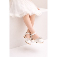 Minibonito Kız Çocuk Prenses Abiye Ayakkabı Taşlı Fiyonklu Bilekten Tokalı