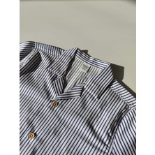 Bandiwa Gulian Erkek Bebek Kısa Kollu Çizgili Gömlek - Beyaz Lacivert