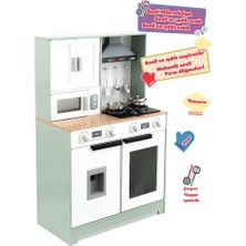 Nilly Toys Ahşap Mutfak Seti – Mikrodalga Ocaklı, Sesli ve Işıklı Oyuncak Mutfak