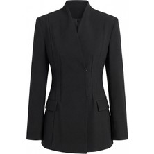 Nauve V Yaka Gizli Düğmeli ve Cepli Vücuda Oturan Blazer  Ceket