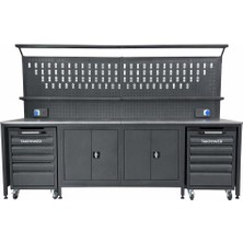 Takpower 3 Metre Takım Tezgahı 2 Dolaplı + 2 Boş Takım Arabası Antrasit
