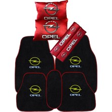 Tusba Market Opel Araçlara Uyumlu Nakış Işlemeli 5 Parça Oto Halı Paspas & Dijital Baskılı Kırmızı Konfor Seti