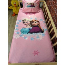 Özgürce Pembe Elsa Anna Dijital Baskı Kapitone Pike Takımı, Şık ve Rahat Uyku Seti