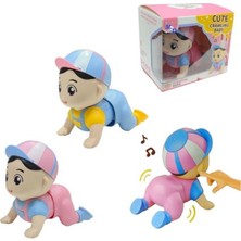 Shoplandu Sevimli Emekleyen Şapkalı Oyuncak Bebek - 12 cm Bebekler Için Sesli Müzikli Emekleme Arkadaşı