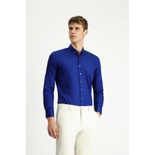 Kiğılı Uzun Kol Slim Fit Dar Kesim Non Iron Ütü Gerektirmeyen Pamuklu Düğmeli Yaka Gömlek