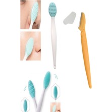 2li Set Burun Siyah Nokta Cilt & Yüz Temizleyici Temizleme Fırça Dudak Peeling & Kaş Usturası 1 Adet