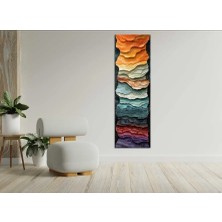 Meteor Medya Renkli Katmanlı Soyut Desenli Dikey Kanvas Tablo – Modern Sanatsal Duvar Dekoru