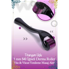 1 mm Titanyum Uçlu 540 Iğneli Dermaroller Yüz ve Vücut Yenileme Masaj Aleti