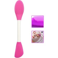 Silikon Çift Taraflı Yüz Temizleme ve Maske Sürme Fırçası Fuşya